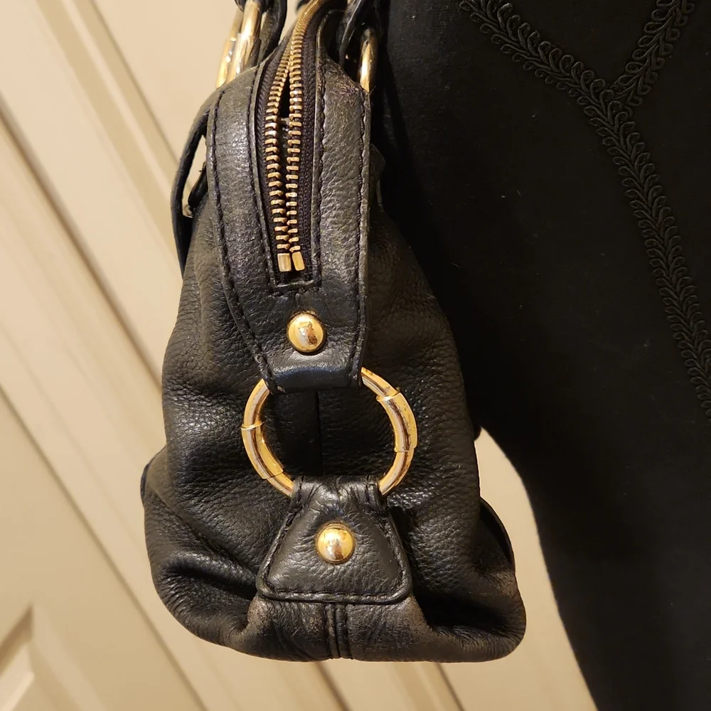 Michael Michael Kors, Black & Gold Satchel Purse - Picture 7 of 16